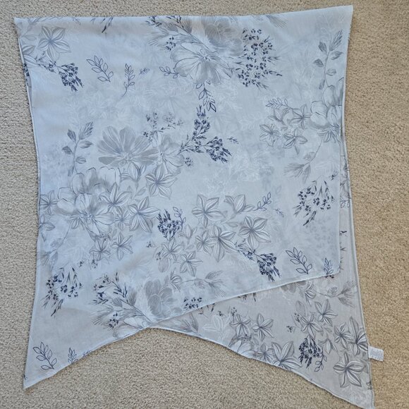 Accessories - Cotton & Silk Scarf Lightweight Angled Ends Grey Blue Italy